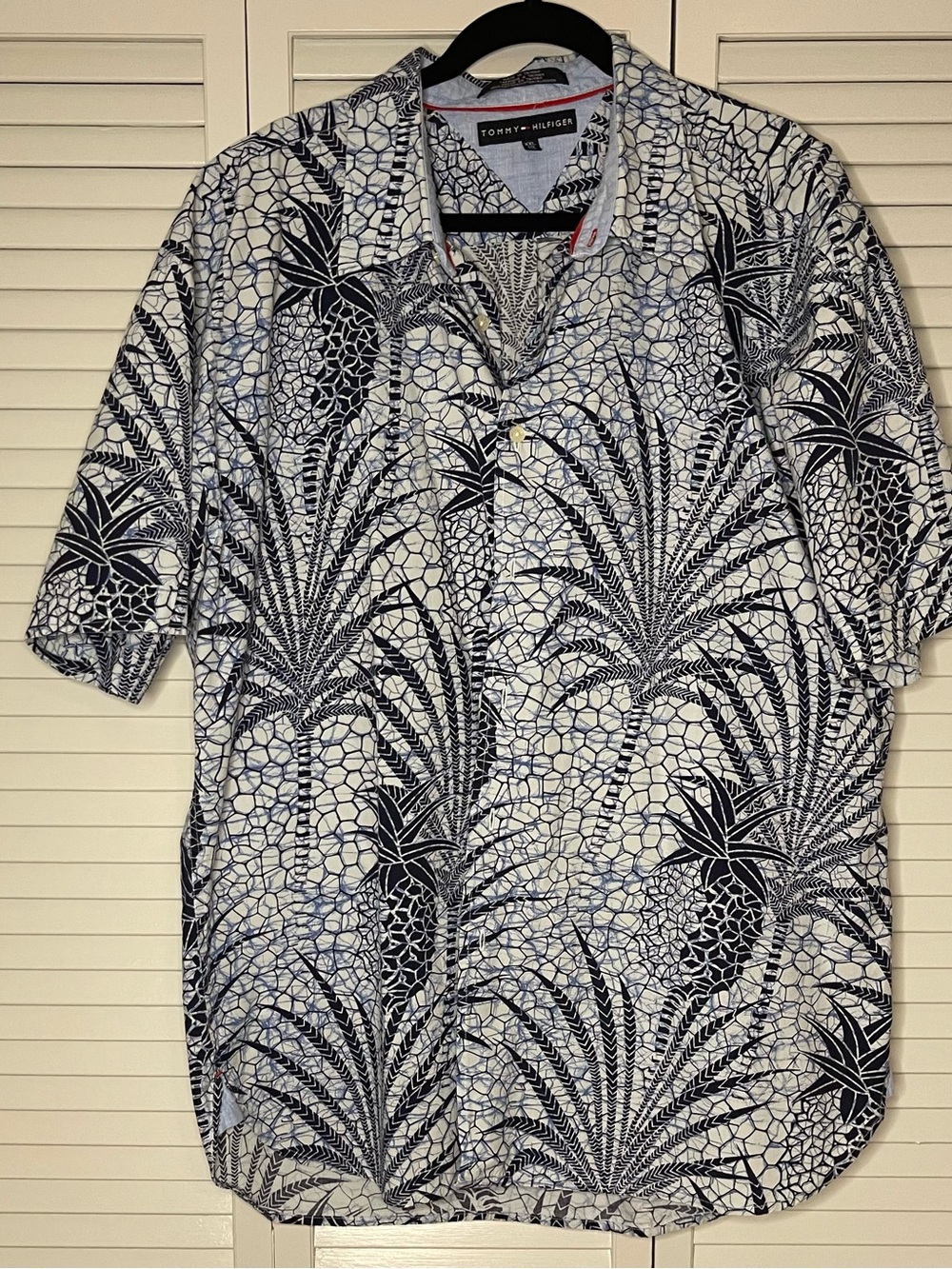 Tommy Hilfiger White & Navy Pineapple Print Hawaiian Shirt